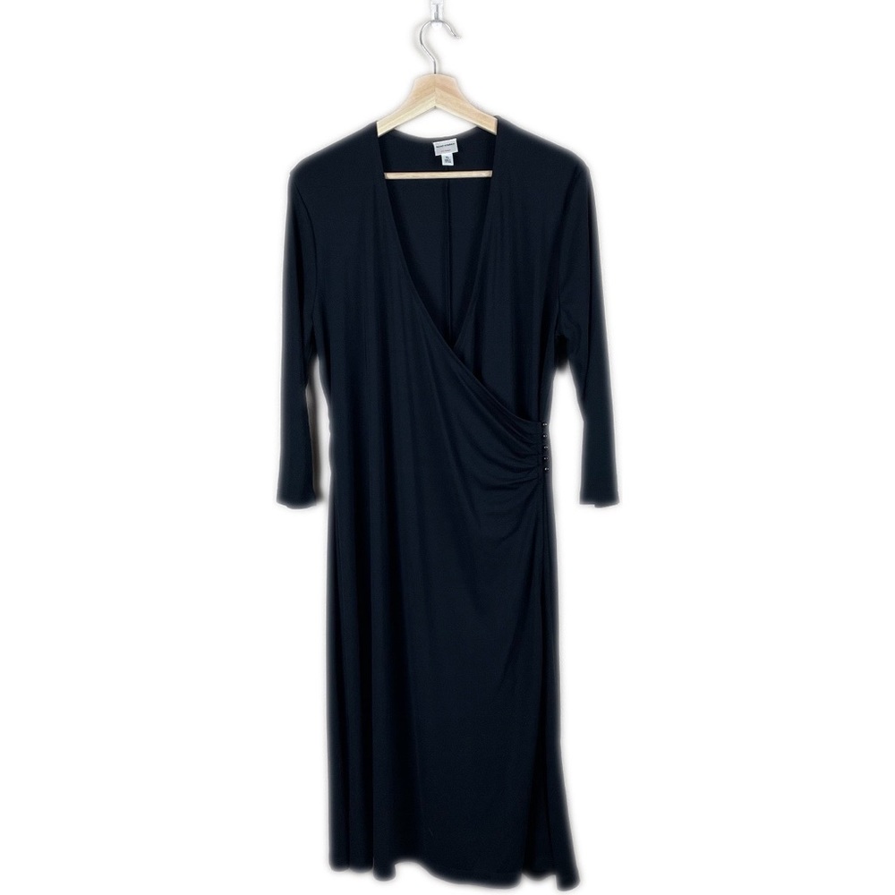 Isaac Mizrahi Black Wrap Dress Size XL